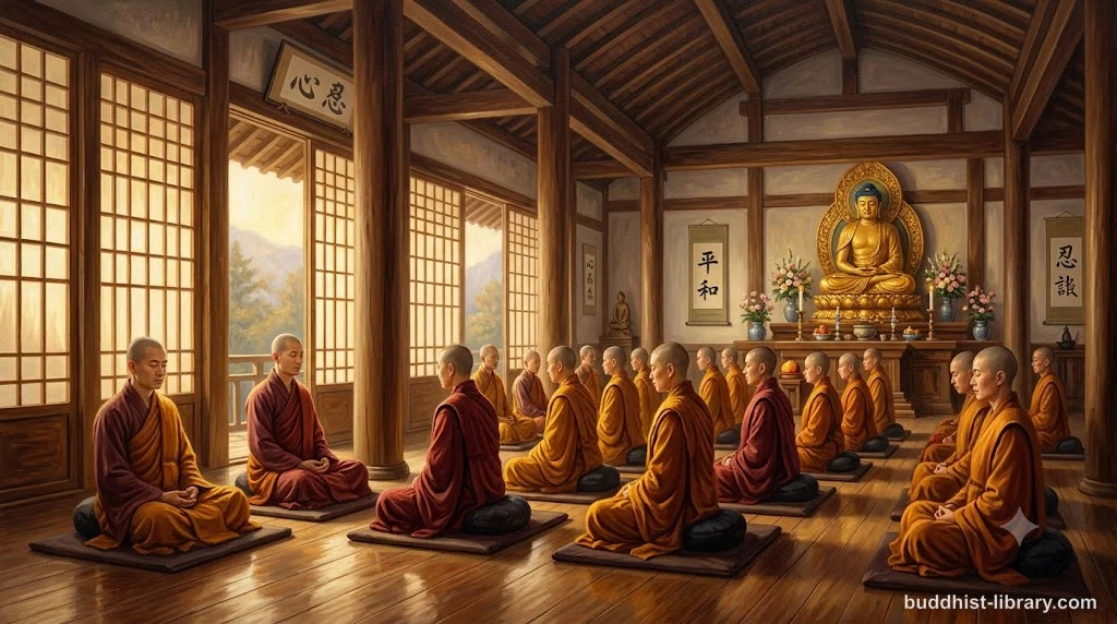 Serene meditation space with soft light representing mindful awareness