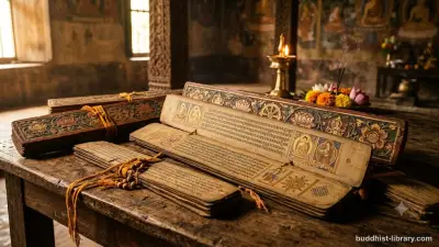 Ancient palm-leaf manuscripts representing the Pali Canon scripture collection