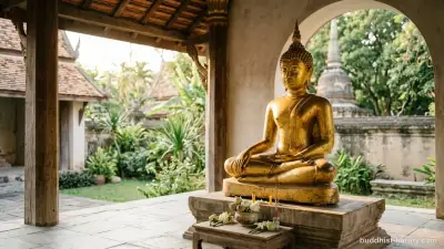 Serene golden Buddha statue in meditation, symbolizing the Tathāgata concept
