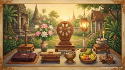 Traditional Buddhist art depicting the ten perfections as symbolic offerings