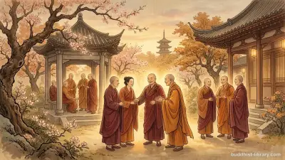 Traditional spiritual art depicting radiant joy and shared celebration in warm golden tones