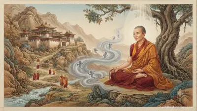 A meditation practitioner sitting peacefully at a crossroads, surrounded by soft light breaking through morning mist, representing the clarity that comes from working skillfully with doubt